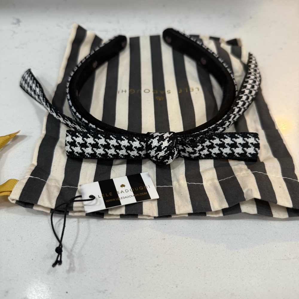 Lele Sadoughi Bardot Slim Jet Houndstooth Headband